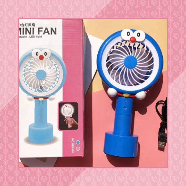 gggggg6666sdasdas Quạt mini cầm tay, Có Đèn, kèm Đế để bàn hình Doremon Hello kitty, cute dễ thương.... gggggg666ádasdas