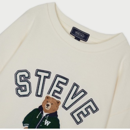 Áo sweater Whoau Korea chính hãng họa tiết gấu Steve 1849 | WHMWC4911U