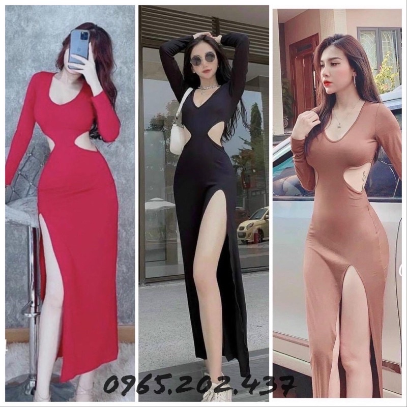 Đầm Body Khoét Eo Tay Dài Xẻ Đùi Thun Borip Thích Hợp Mặc Đi Tiệc Đi Làm Đi Chơi Phù Hợp Với Mọi Phong Cách