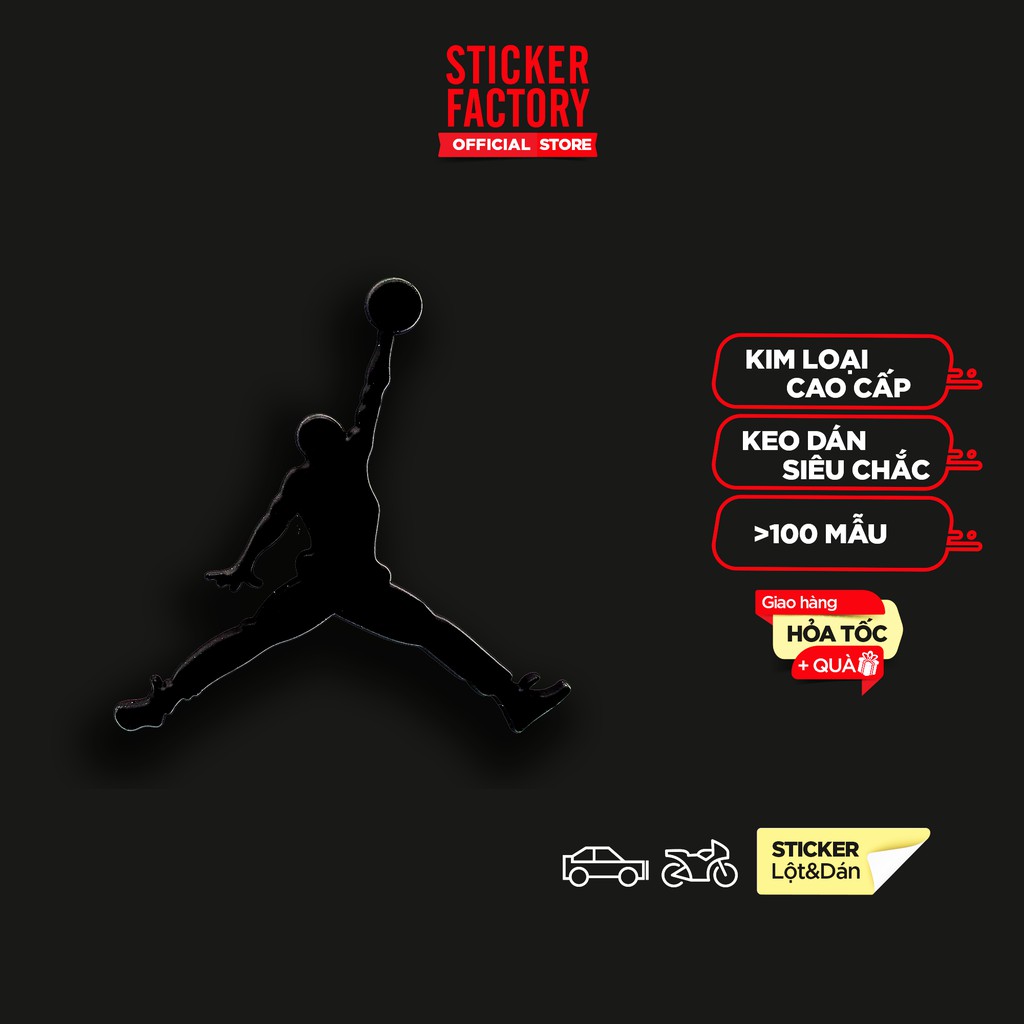 Sticker metal hình dán kim loại Sticker Factory - Chủ đề Jordan bóng rổ Đen