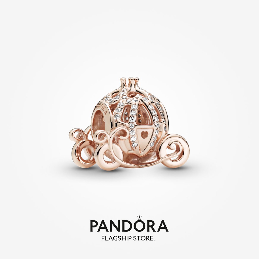 PANDORA DISNEY Hạt charm Mạ Vàng Hồng 14K Khắc Hình Công Chúa Lọ Lem Xinh Xắn
