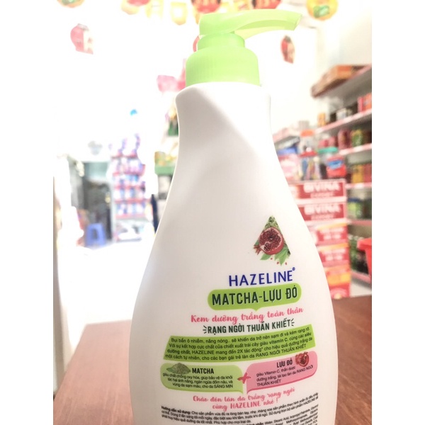 KEM DƯỠNG TRẮNG DA HAZELINE MATCHA LỰU ĐỎ 370ML