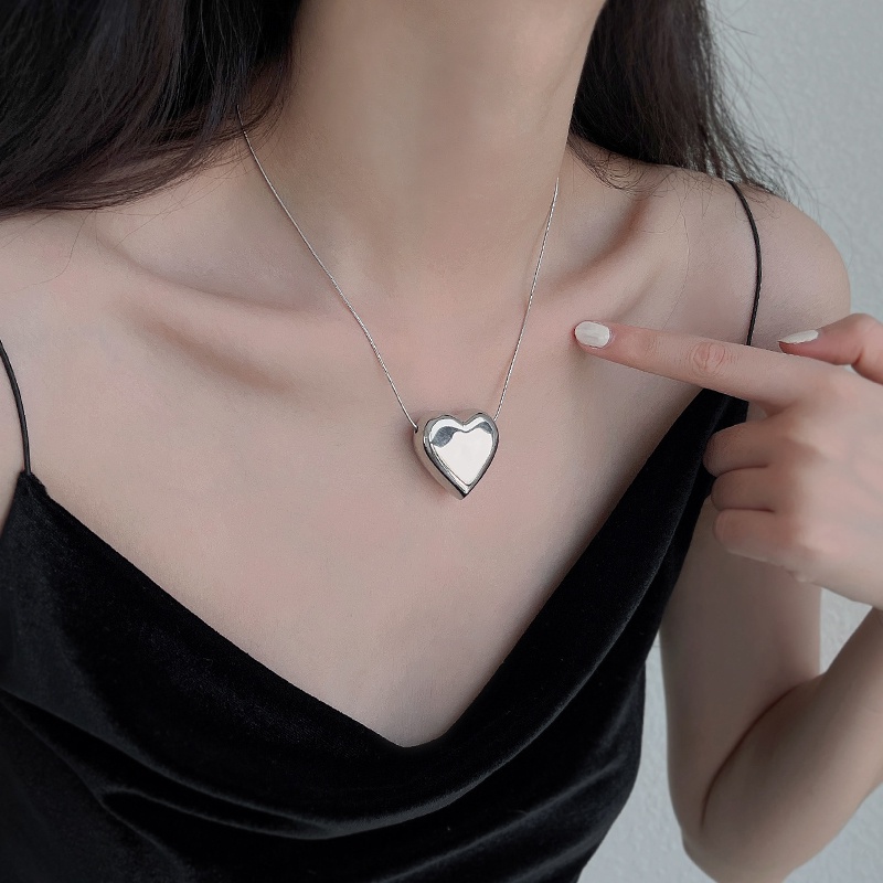 Vòng cổ Thép Titan Mặt Hình Trái Tim Phong Cách Mới Thời Trang