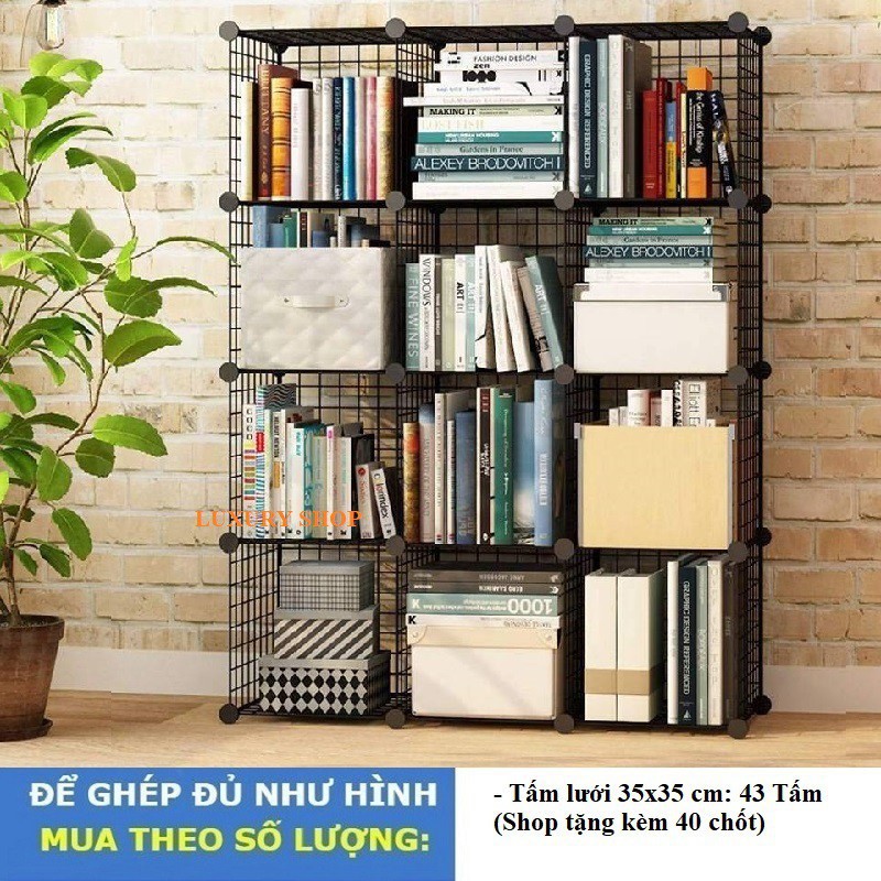 Khung lưới sắt ghép tủ quần áo ghép chuồng cho chó mèo,ghép giá sách, trang trí nhà cửa 2 màu đen trắng - AN NHIEN DECOR