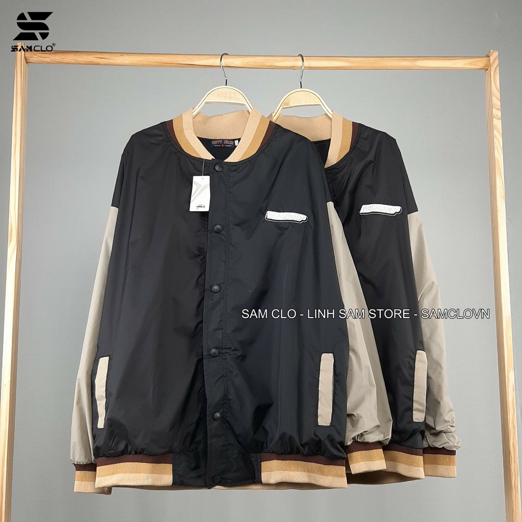 Áo khoác bomber vải dù SAM CLO có lớp lót chống nóng form rộng unisex mặc cặp - couple thêu chữ WANSNOTP