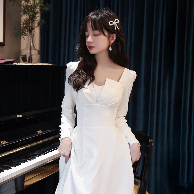[Mã SKAMSALEP6 giảm 10% tối đa 100K đơn 150K] Đầm trắng dự tiệc, chụp kỷ yếu video thật | BigBuy360 - bigbuy360.vn