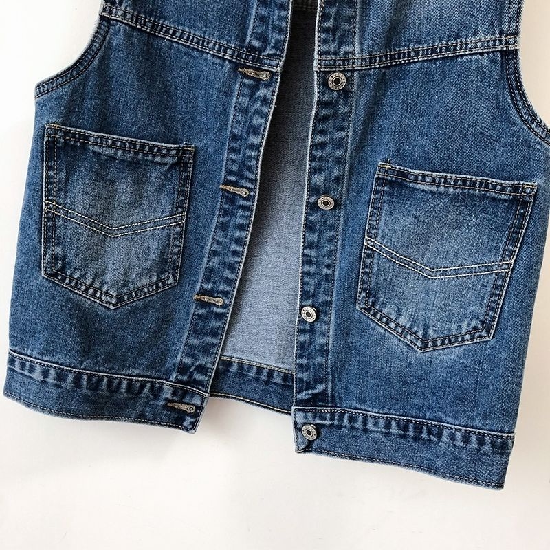 Áo Khoác Denim Không Tay Phong Cách Hàn Quốc Dành Cho Nữ