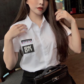 Áo sơ mi cộc tay thêu túi