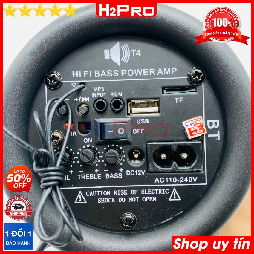 Loa bluetooth Crown 4 2021 H2PRO bass 10-100W đa năng USB-Thẻ nhớ-radio (1 loa), loa gầm ô tô cao cấp điện 220V-110V-12V