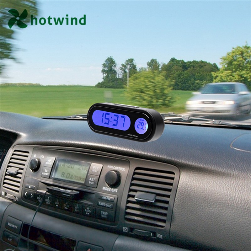 Đồng hồ điện tử màn hình LED kĩ thuật số HW 12V hiển thị nhiệt độ với đèn nền