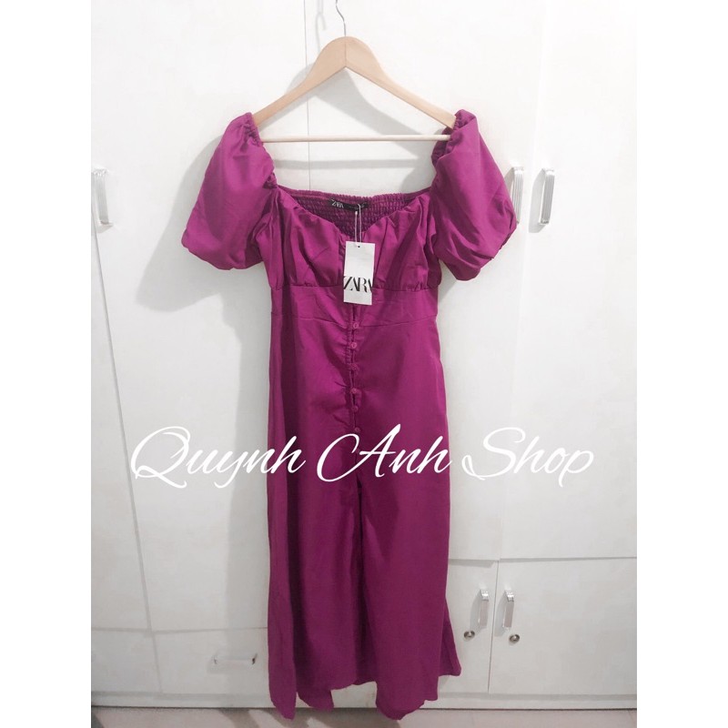 [CÓ SẴN -XUẤT-ẢNH THẬT] Váy đầm maxi Zara xuất xịn vải linen chuẩn tay bồng màu hồng tím đi biển du lịch | BigBuy360 - bigbuy360.vn
