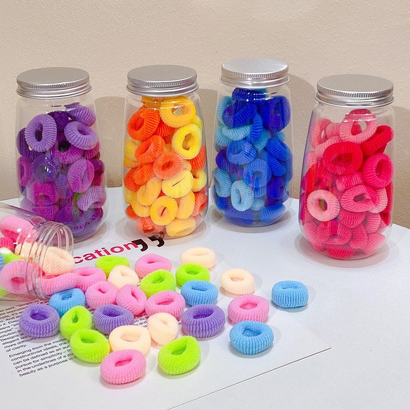 Hộp 50 Sợi thun buộc tóc vải mềm màu kẹo ngọt siêu dễ thương Dumi Shop