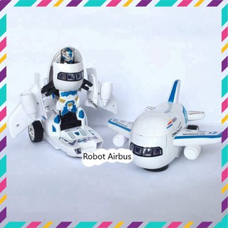 Đồ chơi robot airbus máy bay biến hình thành robot phát nhạc, sáng đèn, di chuyển