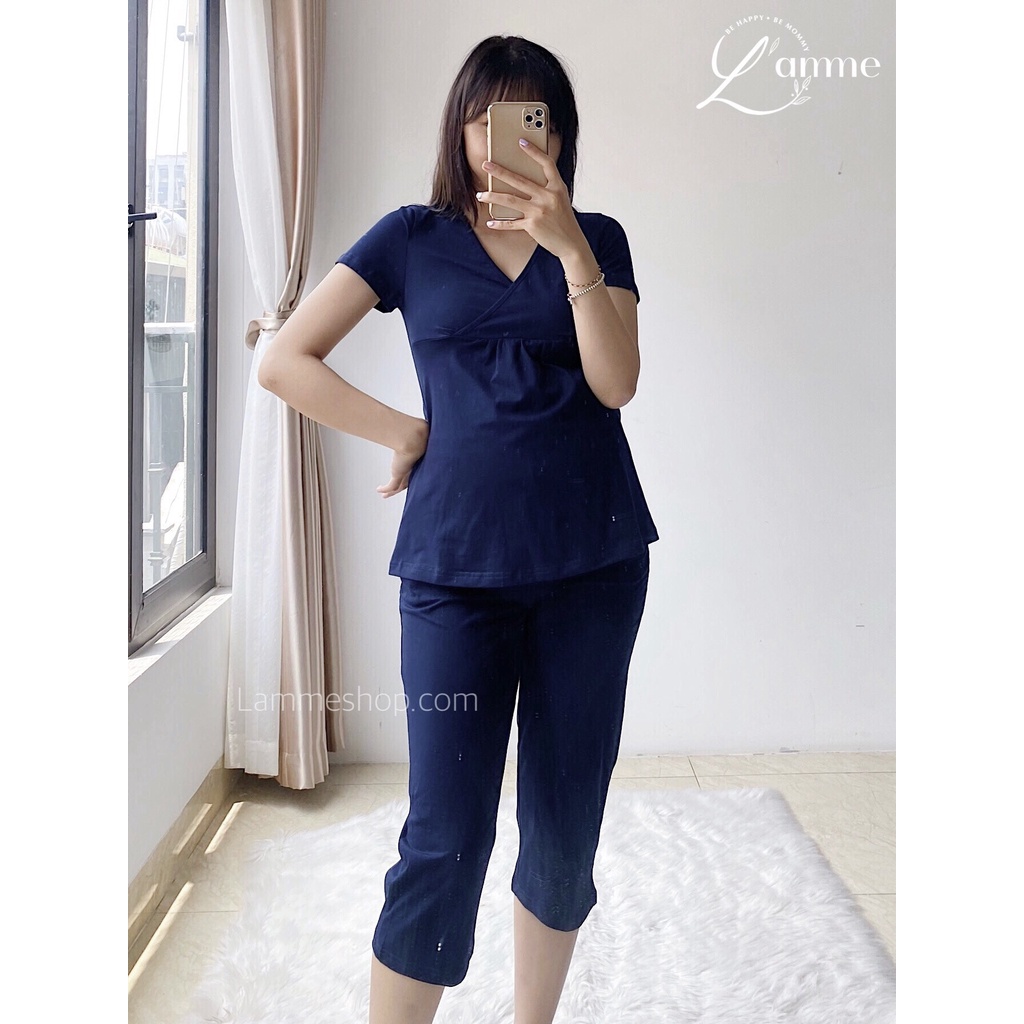 Đồ bộ bầu sau sinh (B10) thiết kế cho bé ti 100% cotton thoáng mát by LAMME