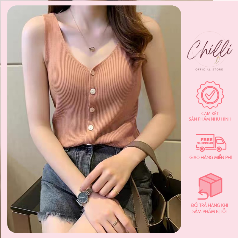 Áo ba lỗ len tăm đính cúc Quảng Châu P538