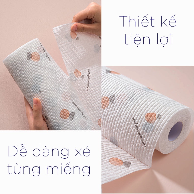 Cuộn khăn giấy lau đa năng dùng lau nhà bếp, tay, chén, dĩa, ly, giấy vải không dệt