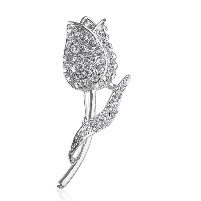 Cài áo thời trang hoa hồng đính đá sang trọng GC66)