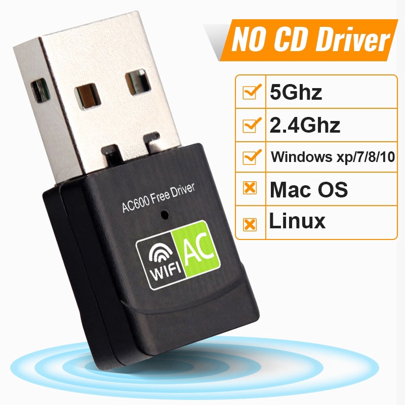 Usb Wifi Không Dây 600mbps Có Khe Cắm Thẻ Mạng 5 Ghz