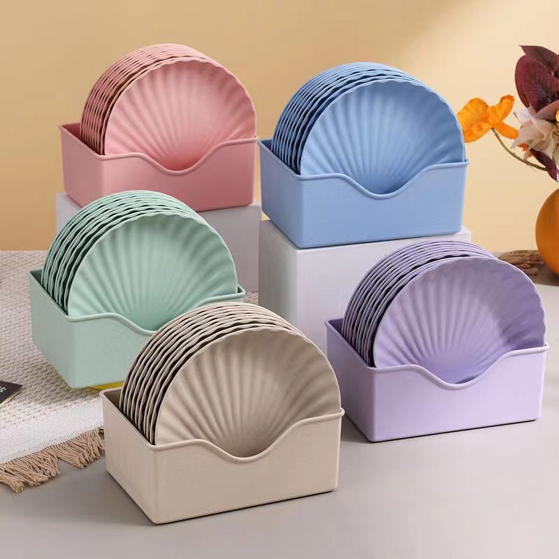 Bộ 10 Đĩa Ăn 15cm Hình Vỏ Sò Bằng Nhựa Lúa Mì