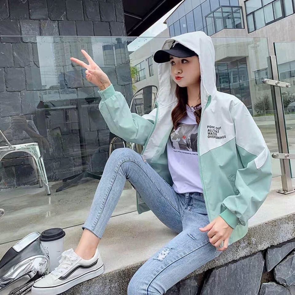 ÁO KHOÁC GIÓ NỮ, KHOÁC DÙ NỮ IN CHỮ SAU LƯNG CỰC XINH