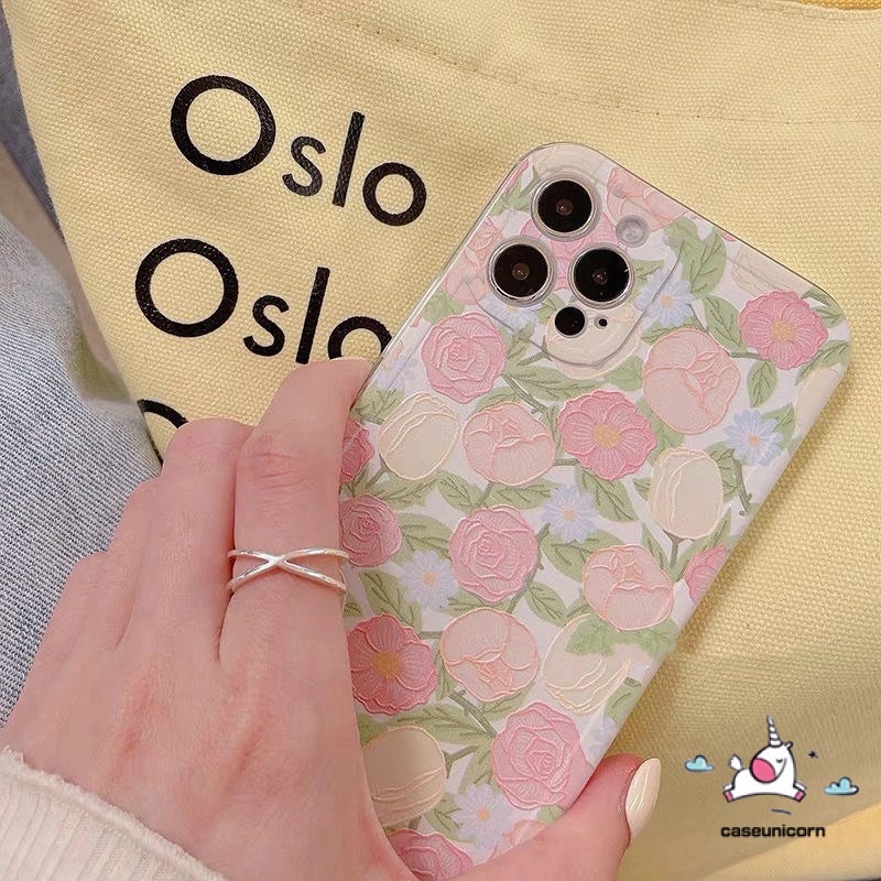 Ốp điện thoại Tpu mềm họa tiết hoa hồng 3D thích hợp cho Iphone 12 11 Pro Max Iphone 7 8 Plus X Xr Xs Max Se 2020