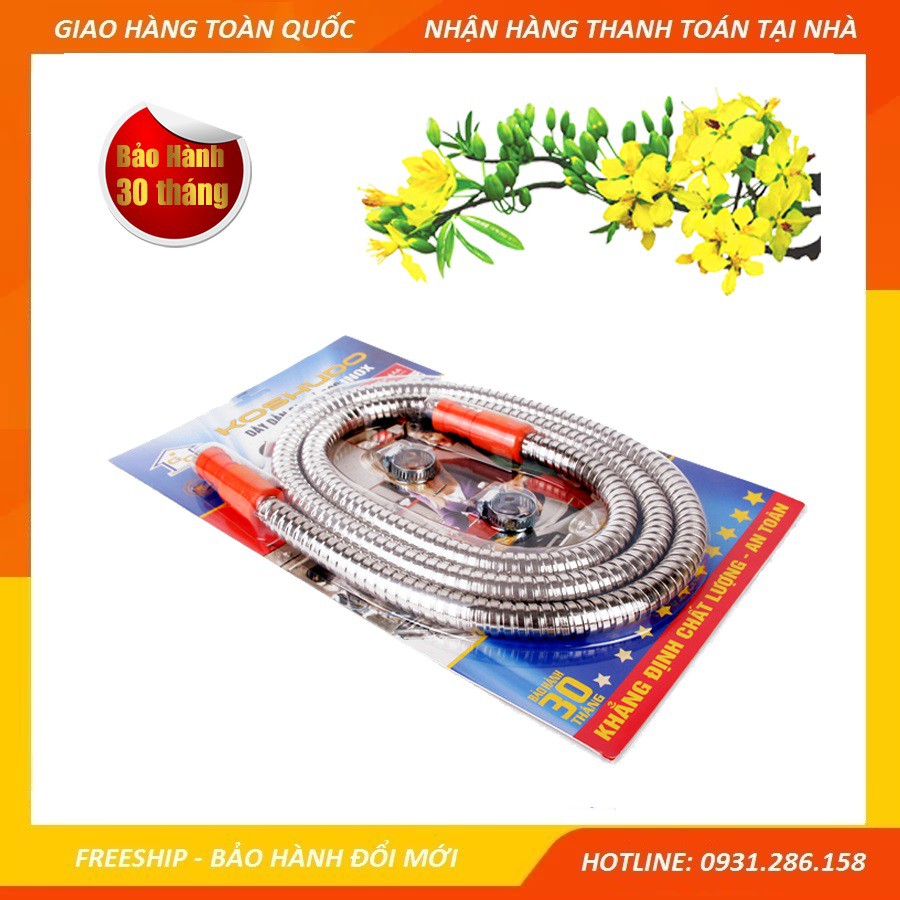 Dây Gas INOX Chống Chuột Cắn dài 1,5m và 2 cổ dê - Hàng cao cấp