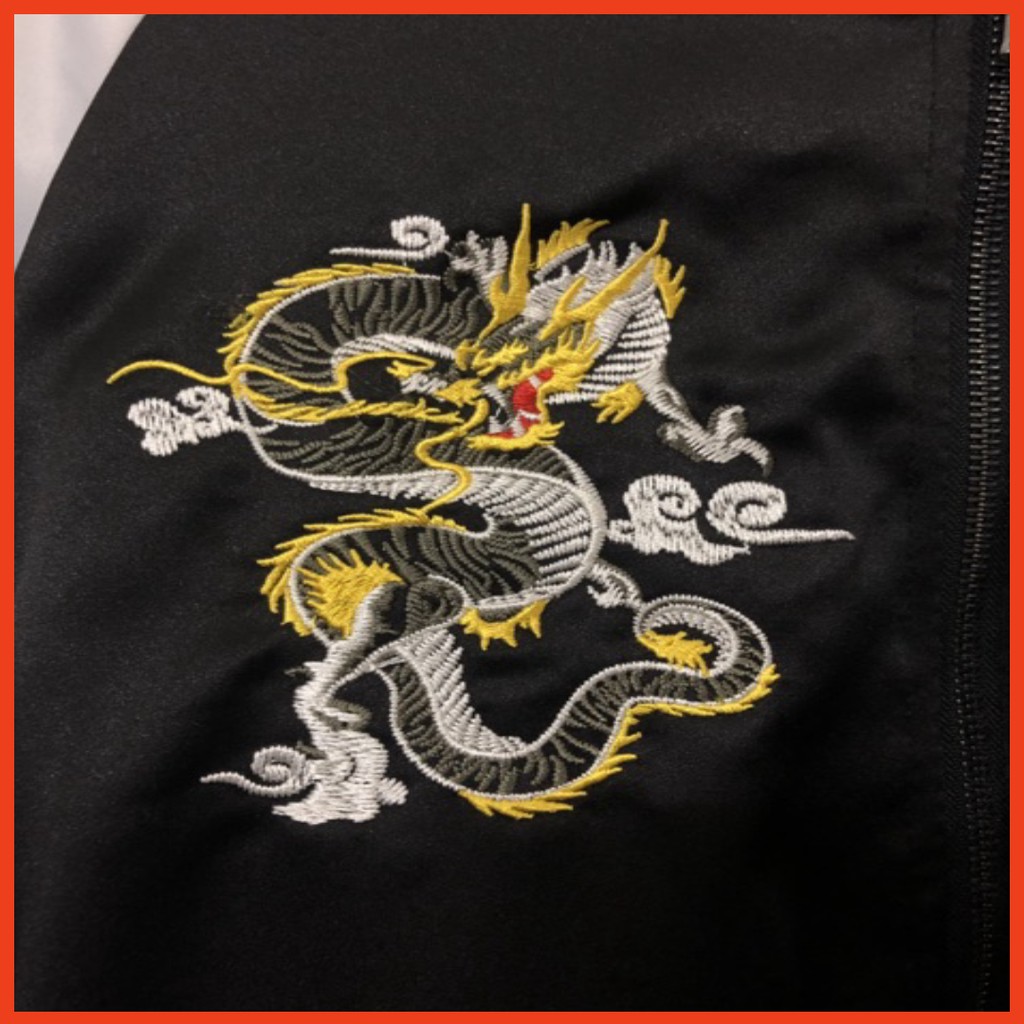 Hot Áo Khoác Dù 2 lớp BOMBER Hình Thêu RỒNG ĐEN DRAGON | BigBuy360 - bigbuy360.vn