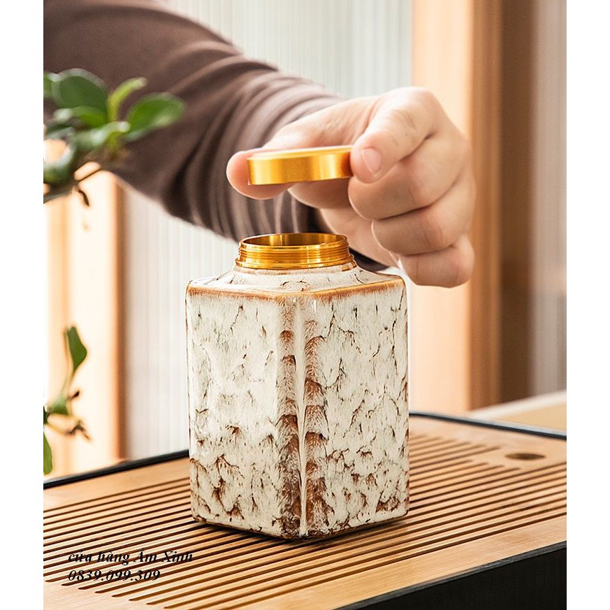 Hũ Đựng Trà nắp bằng đồng siêu khít