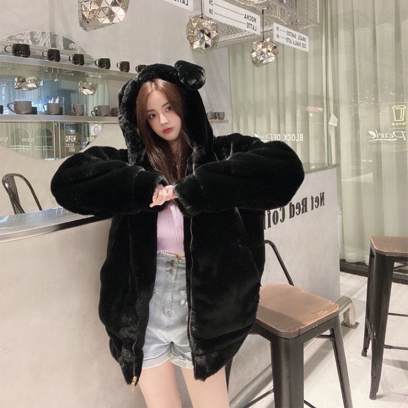 Áo khoác lông tai thỏ rất vui mắt hàng Quảng Châu | BigBuy360 - bigbuy360.vn