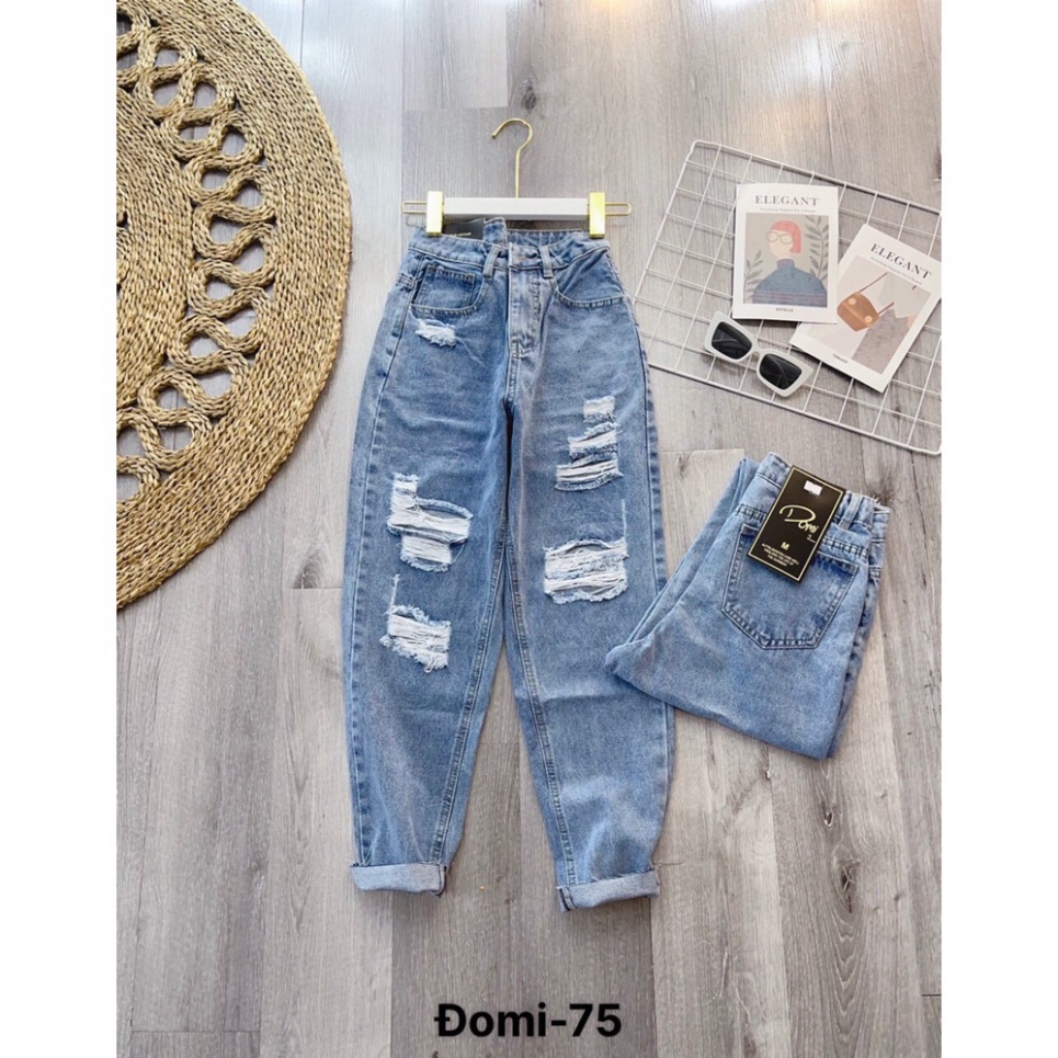 Quần jean baggy cạp cao, quần bò rách gối ống rộng cao cấp sp004 đổi trả nếu không hài lòng | BigBuy360 - bigbuy360.vn