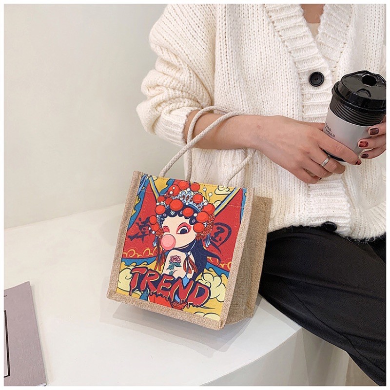 Túi Cói In Hình Phong Cách Vintage | BigBuy360 - bigbuy360.vn