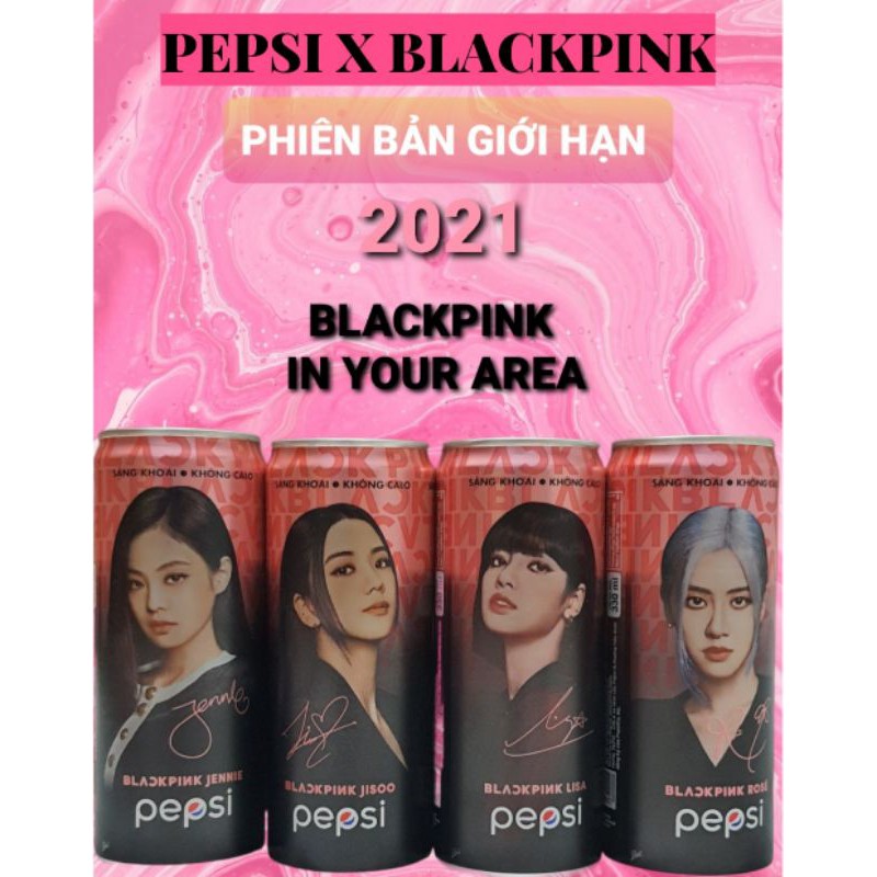 [Combo xanh và hồng]Đầy đủ 4 thành viên PEPSI X BLACKPINK Phiên Bản Chữ Ký Giới Hạn (330ML) FULL 2 VER