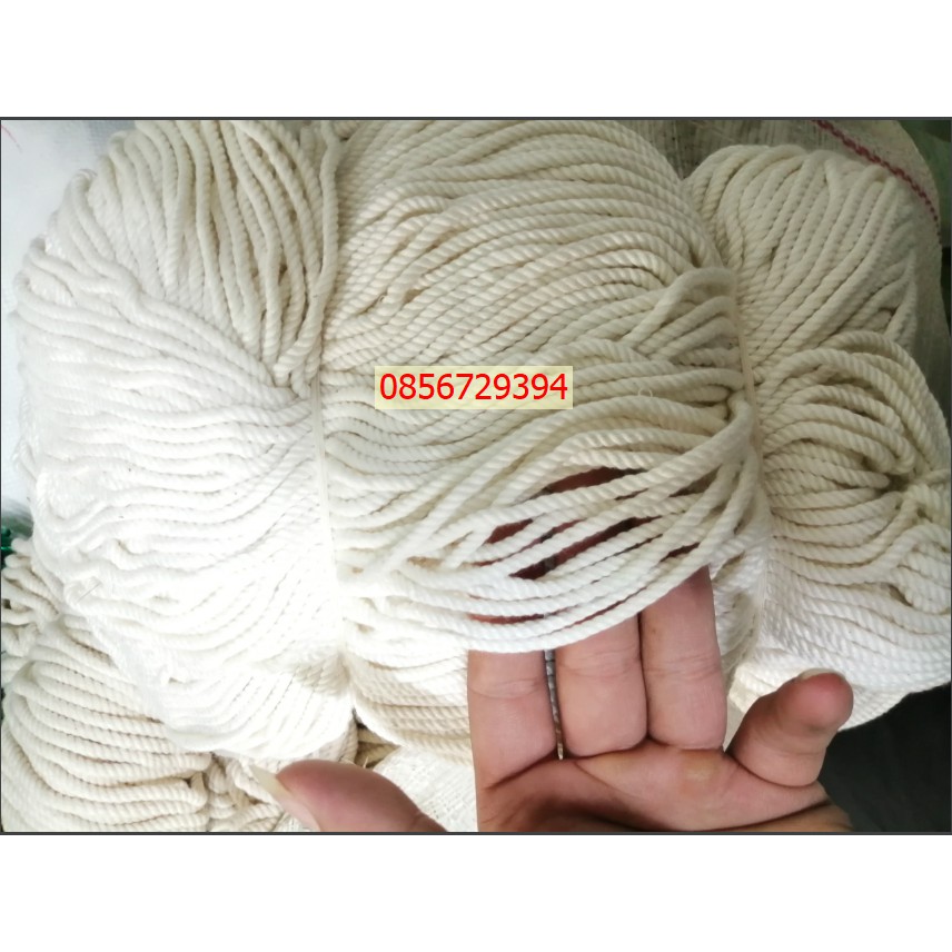 Dây thừng macrame se cotton, dây thừng trang trí size 2mm màu trắng kem