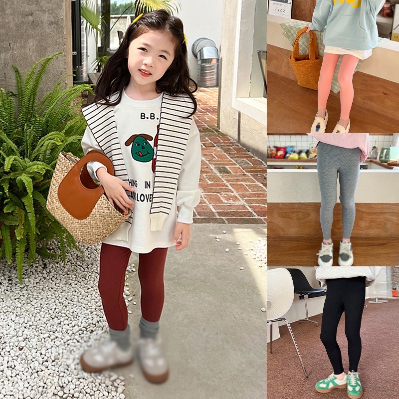 Quần Legging Tập Yoga Lưng Thun Co Giãn Màu Trơn Dành Cho Bé Gái