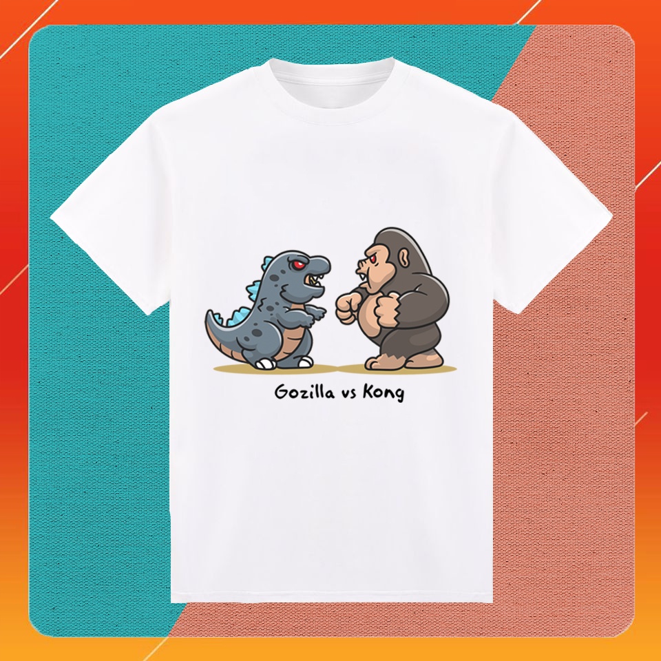 Áo thun phông Unisex Form rộng ngắn tay in hình Godzilla & Kong Fullsize