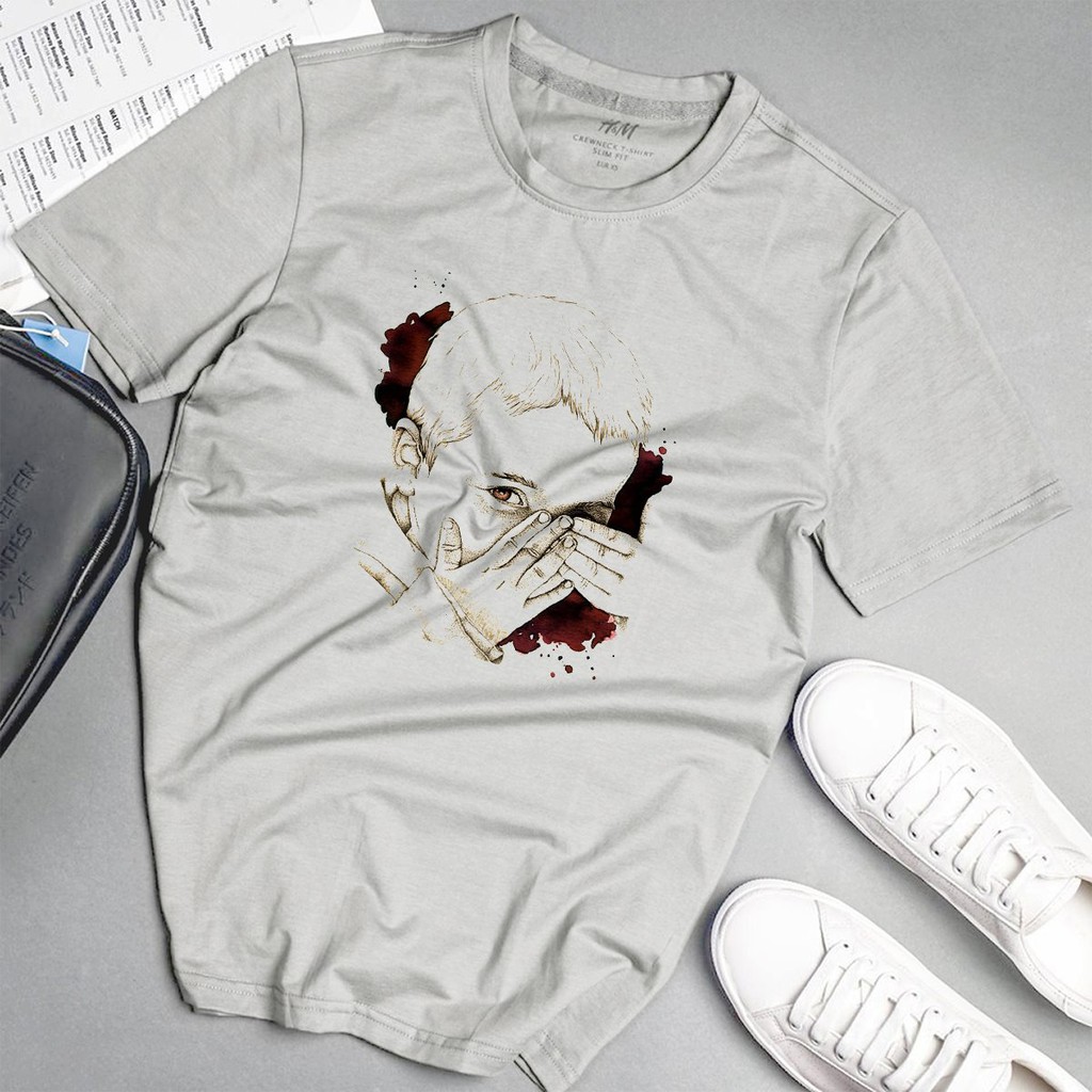 Áo phông nam dấu mặt phong cách unisex màu xám