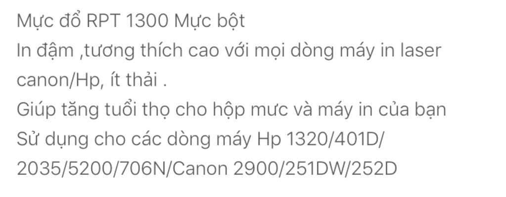 Mực nạp RPT siêu nét Canon 2900/3300/251DW/251DW/Hp 1320/2015 - RPT1300