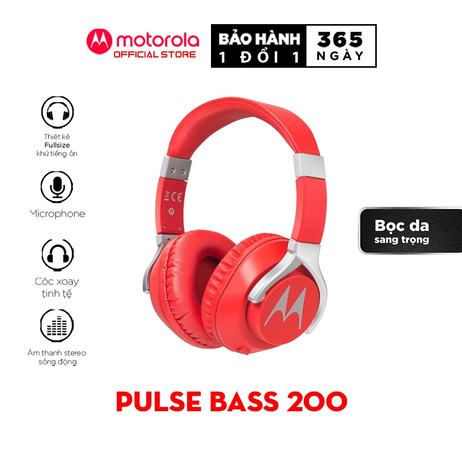 Tai nghe chụp tai có dây Motorola Pulse Bass 200 Wired Single - có mic đi kèm - siêu bass