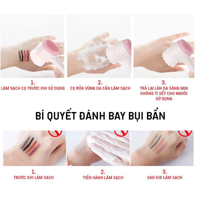 Cọ rửa mặt 2 đầu lông và silicon giúp làm sạch da sâu ngăn mụn , lão hóa , nếp nhăn Cosmetic999