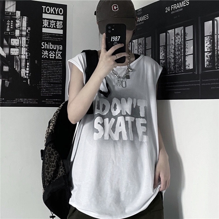 Jiashucheng Áo Thun Sát Nách Thể Thao Dáng Rộng Phong Cách Harajuku Thời Trang Mùa Hè Cho Nam Và Nữ