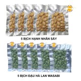 Bộ 5 bịch hạnh nhân sấy + 5 bịch đậu Hà Lan wasabi Hột Điều Nam Việt 40g