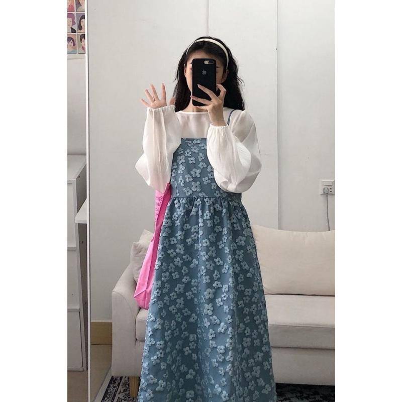 Đầm hoa dài tay thời trang mùa thu xinh xắn dành cho nữ
