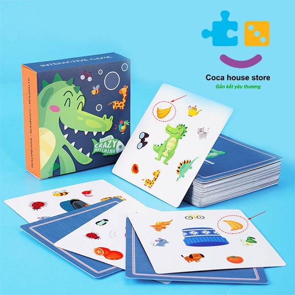 Board game Spot it nhanh tay tinh mắt rèn luyện phản xạ đồ chơi cho bé