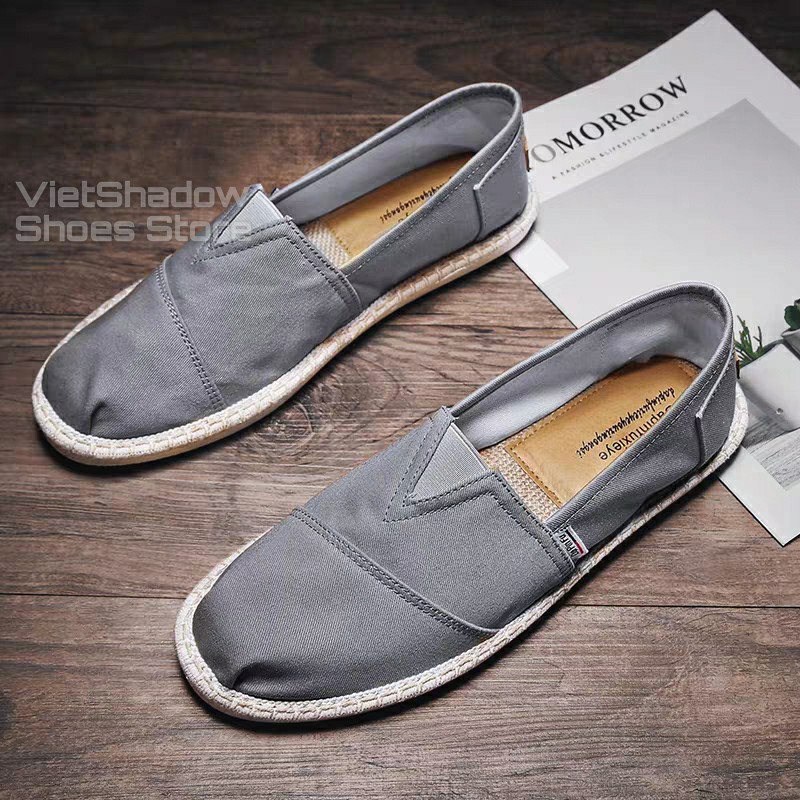 Slip on nam 2020 - Giày lười vải nam cao cấp - Vải thô 3 màu đen, xám và trắng ngà - Mã SP 2929