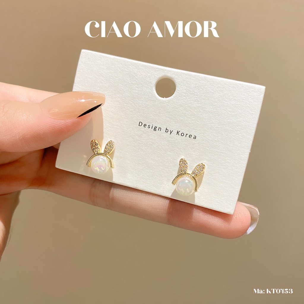 KT0453-Khuyên tai nữ, Bông tai nụ bạc 925 thỏ con đáng yêu đơn giản Trang sức Ciao Amor