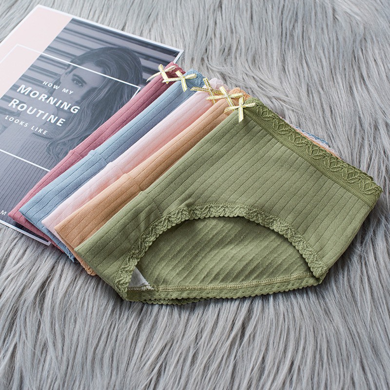 Quần Lót Nữ ❤️FREESHIP❤️ Quần Lót Cotton gân tăm phối viền ren đính nơ điệu đà mã U8 | BigBuy360 - bigbuy360.vn