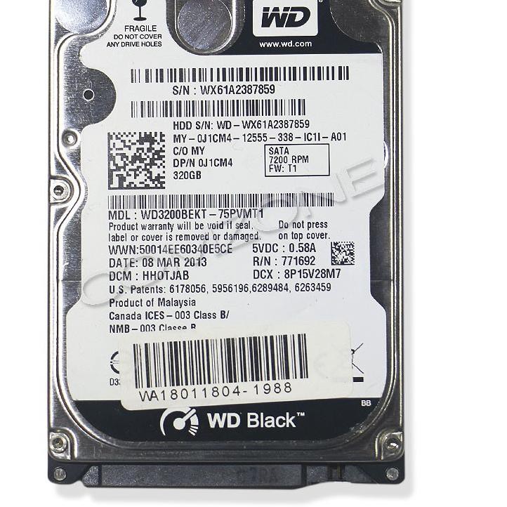 Ổ Cứng Laptop Hdd 320gb 2.5 Sata Wd Black Hdlsat72