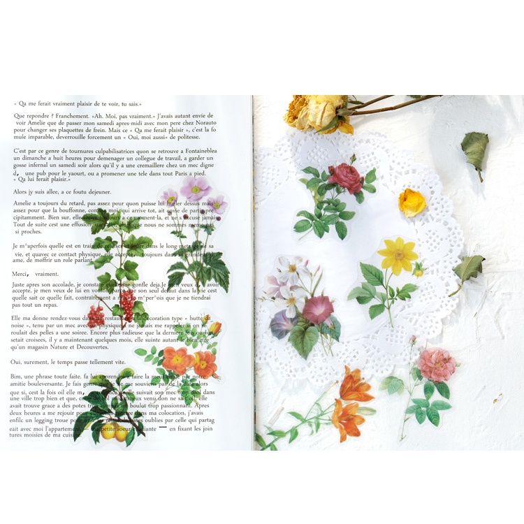 Gói 40 sticker dạng PET hoa lá cỏ