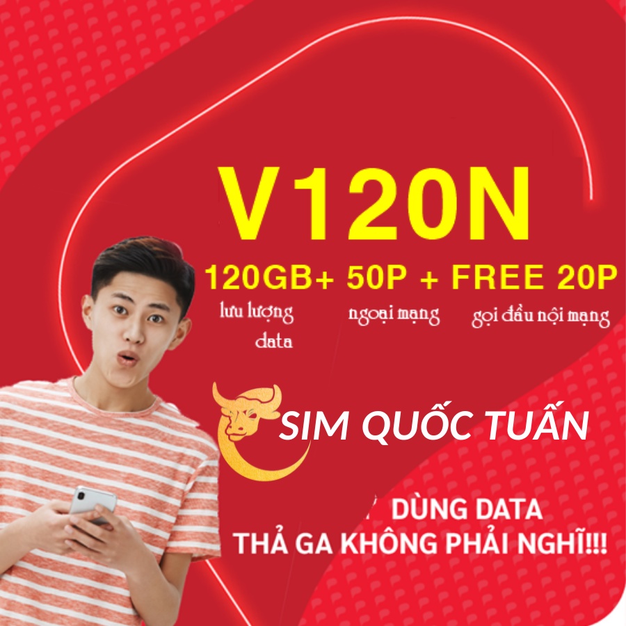 [ FREE THÁNG ĐẦU 120GB/tháng] SIM 4G Viettel V120N Tặng 4GB/ngày và miễn phí gọi nội mạng +50p ngoại mạng - Viettel