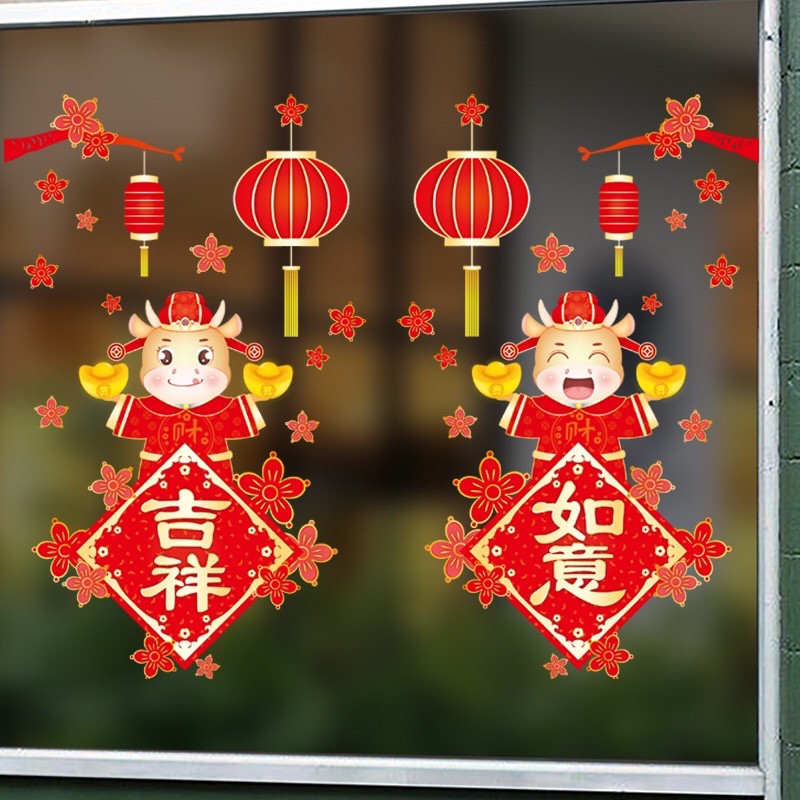Decal dán tường Tết HÍT TĨNH ĐIỆN - Như Ý Cát Tường